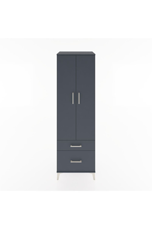 Hyperion Dolap 2 Raflı 2 Çekmeceli Tek Askılı 60x44x195 Antrasit-Antrasit