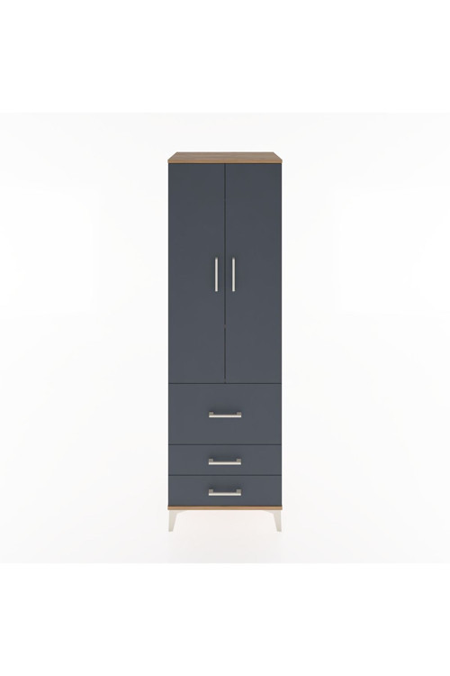 Hyperion Dolap 2 Raflı 3 Çekmeceli Tek Askılı 60x44x195 Çam-Antrasit