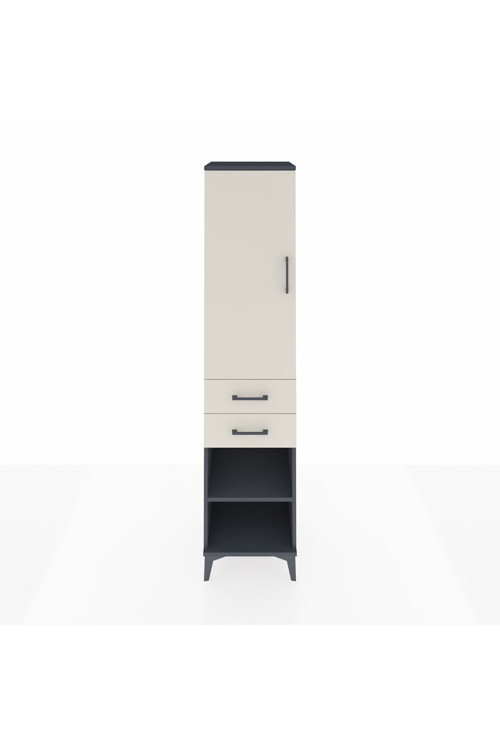 Hyperion Dolap 4 Raflı 2 Çekmeceli Tek Kapaklı 44x44x195 Antrasit-Aytaşı