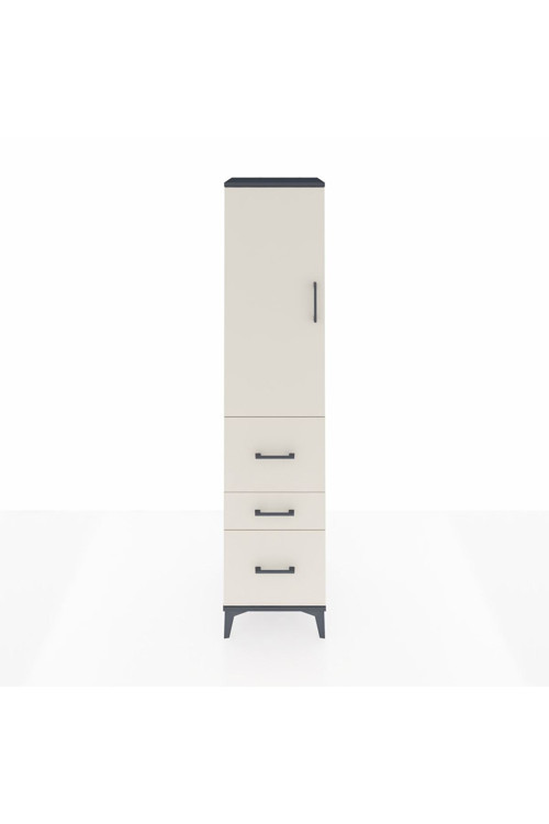 Hyperion Dolap 3 Raflı 3 Çekmeceli Tek Kapaklı 44x44x195 Antrasit-Aytaşı
