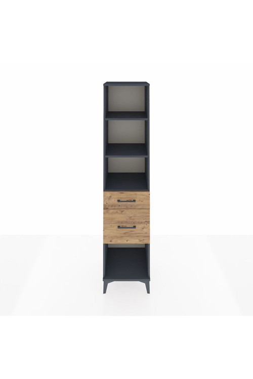 Hyperion Dolap 3 Raflı 2 Çekmeceli 44x44x195 Antrasit-Çam