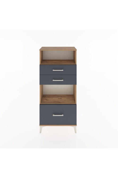 Hyperion Dolap 2 Raflı 3 Çekmeceli 60x44x134 Çam-Antrasit