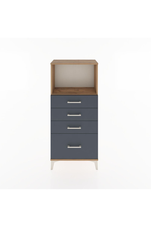 Hyperion Dolap Tek Raflı 4 Çekmeceli 60x44x134 Çam-Antrasit