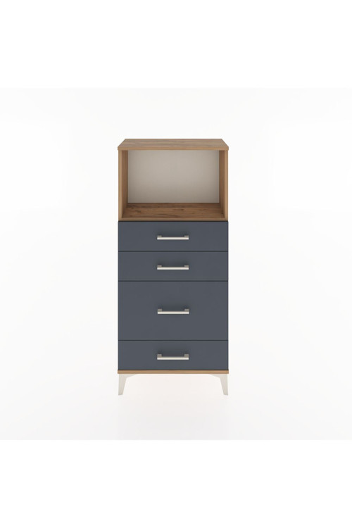 Hyperion Dolap Tek Raflı 4 Çekmeceli 60x44x134 Çam-Antrasit