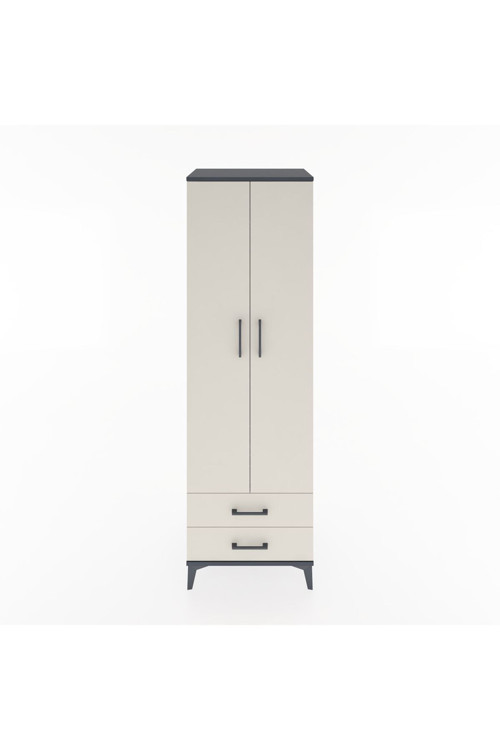 Hyperion Dolap 2 Raflı 2 Çekmeceli Tek Askılı 60x44x195 Antrasit-Aytaşı