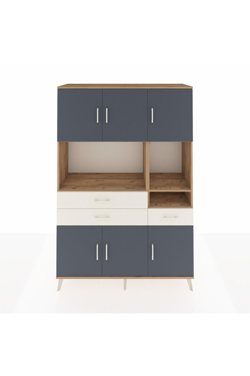 Hyperion Dolap 9 Raflı 3 Çekmeceli 6 Kapaklı 132 x 44 x 195 cm Çam - Antrasit - Aytaşı