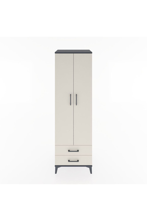Hyperion Dolap 4 Raflı 2 Çekmeceli 2 Kapaklı 60x44x195 Antrasit-Aytaşı