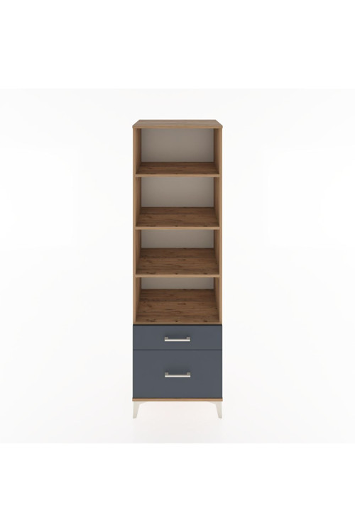 Hyperion Dolap 4 Raflı 2 Çekmeceli 60x44x195 Çam-Antrasit