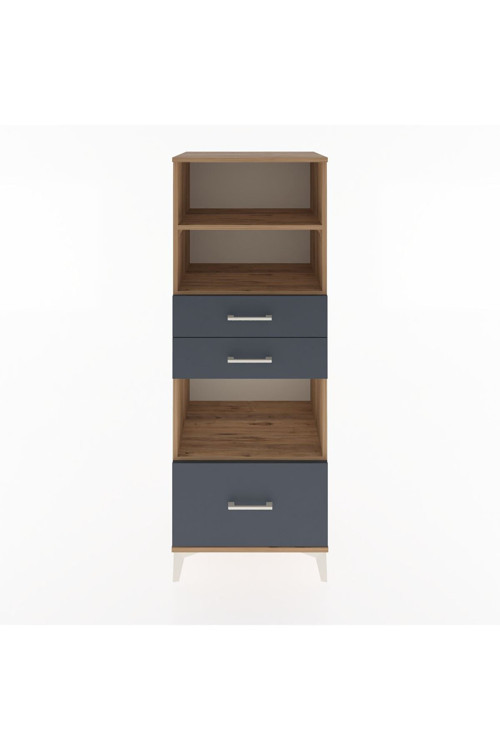 Hyperion Dolap 3 Raflı 3 Çekmeceli 60x44x163 Çam-Antrasit