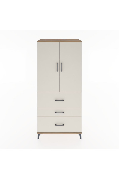Hyperion Dolap 3 Raflı 3 Çekmeceli 2 Kapaklı 88x44x195 Çam-Aytaşı