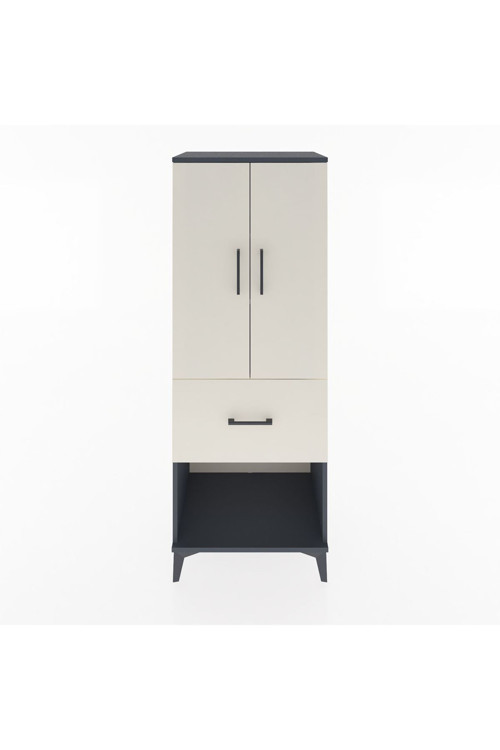 Hyperion Dolap 3 Raflı Tek Çekmeceli 2 Kapaklı 60x44x163 Antrasit-Aytaşı
