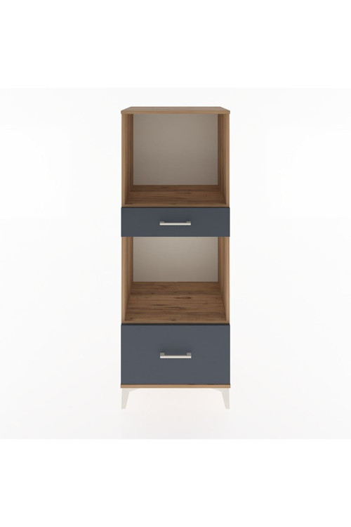 Hyperion Dolap 2 Raflı 2 Çekmeceli 60x44x163 Çam-Antrasit