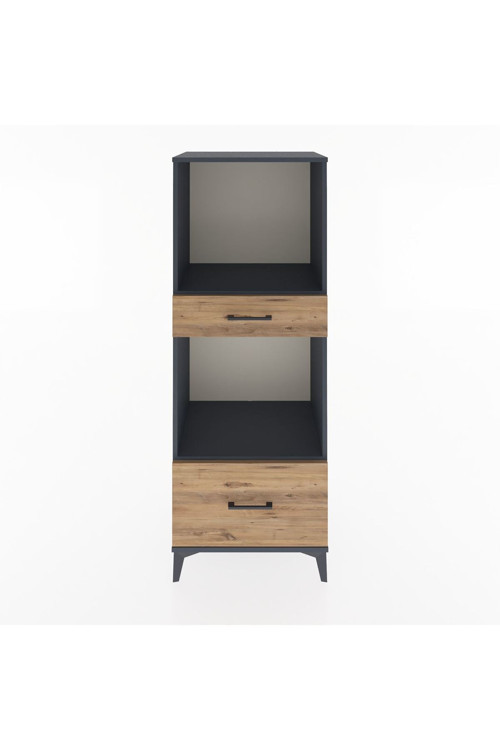 Hyperion Dolap 2 Raflı 2 Çekmeceli 60x44x163 Antrasit-Çam