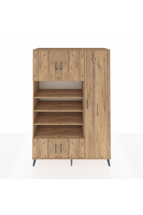 Hyperion Gardrop 11 Raflı 5 Kapaklı 132 x 44 x 195 cm Çam - Çam