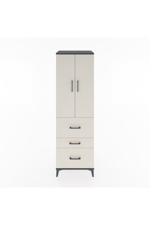 Hyperion Dolap 3 Raflı 3 Çekmeceli 2 Kapaklı 60x44x195 Antrasit-Aytaşı