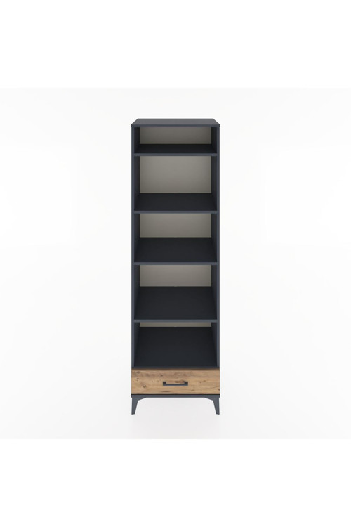 Hyperion Dolap 5 Raflı Tek Çekmeceli 60x44x195 Antrasit-Çam