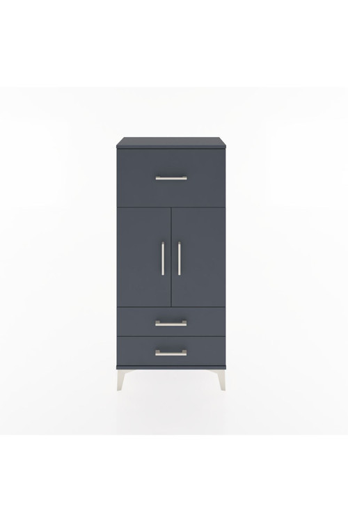 Hyperion Dolap 2 Raflı 3 Çekmeceli 2 Kapaklı 60x44x134 Antrasit-Antrasit