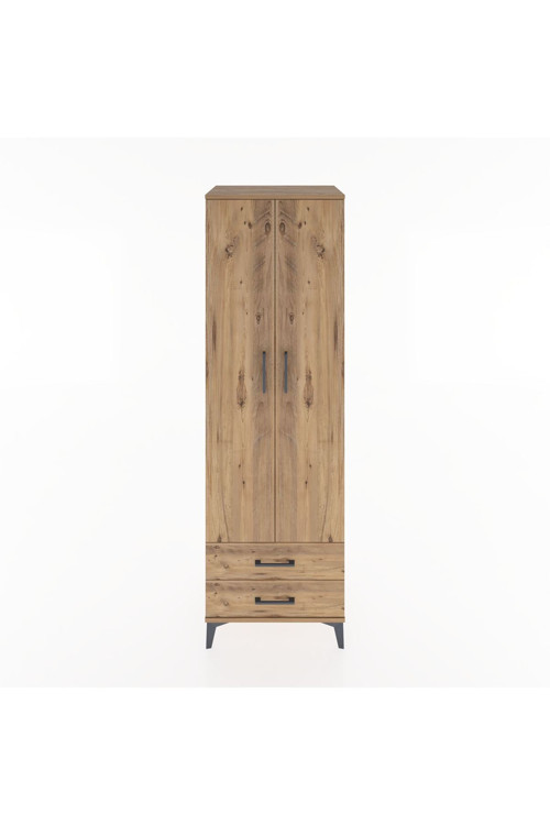 Hyperion Dolap 2 Raflı 2 Çekmeceli Tek Askılı 60x44x195 Çam-Çam