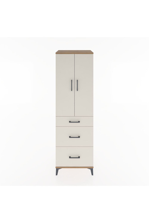 Hyperion Dolap Tek Raflı 3 Çekmeceli Tek Askılı 60x44x195 Çam-Aytaşı