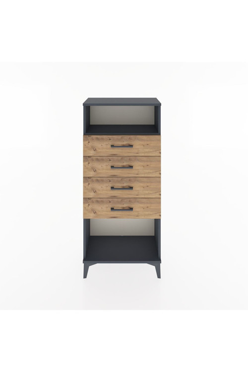 Hyperion Dolap Tek Raflı 4 Çekmeceli 60x44x134 Antrasit-Çam