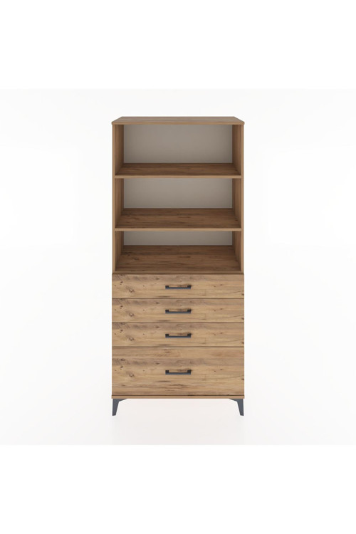 Hyperion Dolap 3 Raflı 4 Çekmeceli 88x44x195 Çam-Çam
