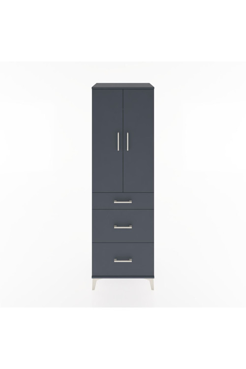 Hyperion Dolap Tek Raflı 3 Çekmeceli Tek Askılı 60x44x195 Antrasit-Antrasit