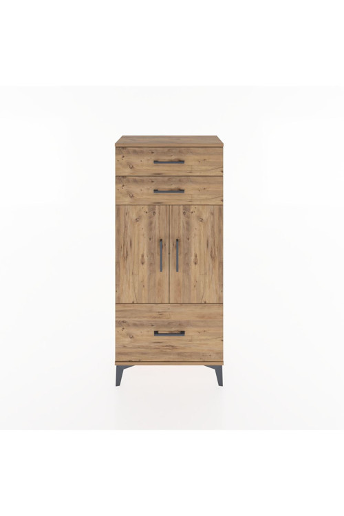 Hyperion Dolap 2 Raflı 3 Çekmeceli 2 Kapaklı 60x44x134 Çam-Çam