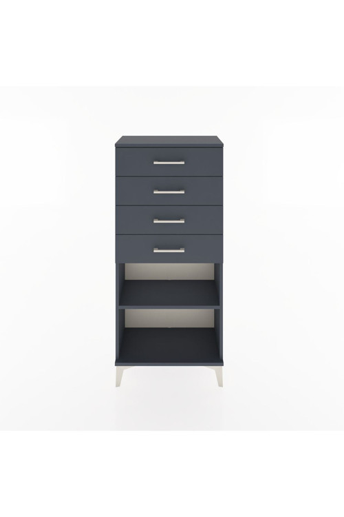 Hyperion Dolap Tek Raflı 4 Çekmeceli 60x44x134 Antrasit-Antrasit