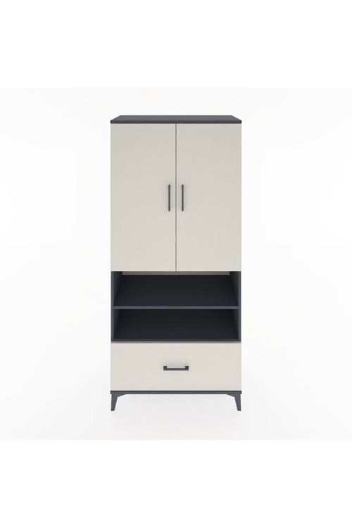 Hyperion Dolap 5 Raflı Tek Çekmeceli 2 Kapaklı 88x44x195 Antrasit-Aytaşı