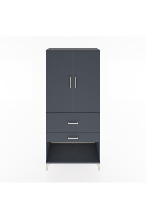 Hyperion Dolap 3 Raflı 2 Çekmeceli 2 Kapaklı 88 x 44 x 195 cm Antrasit - Antrasit