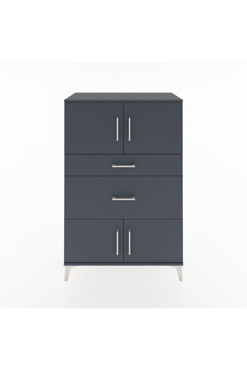 Hyperion Dolap 1 Raflı 2 Çekmeceli 4 Kapaklı 88 x 44 x 134 cm Antrasit - Antrasit