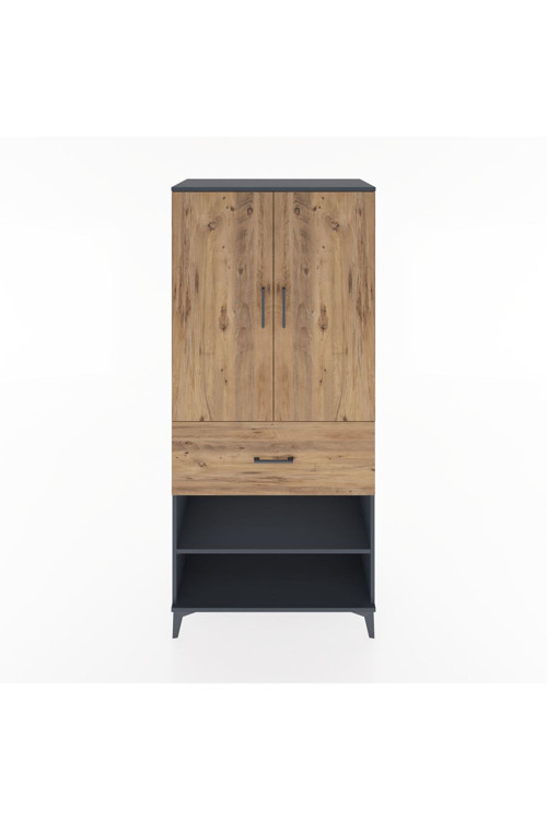 Hyperion Dolap 2 Raflı 1 Çekmeceli 1 Askılı 88 x 44 x 195 cm Antrasit - Çam