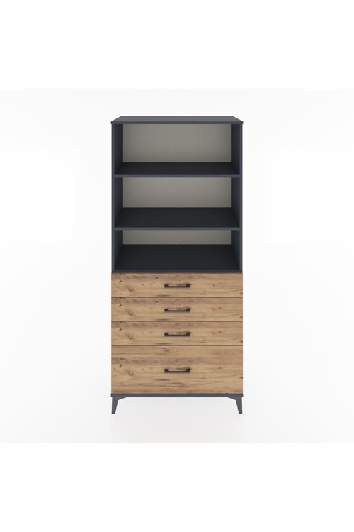 Hyperion Dolap 3 Raflı 4 Çekmeceli 88 x 44 x 195 cm Antrasit - Çam