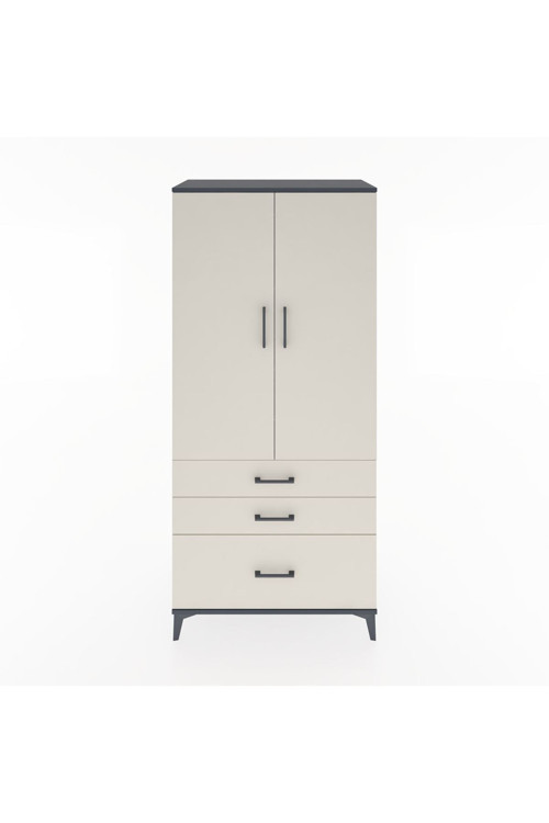 Hyperion Dolap 4 Raflı 3 Çekmeceli 2 Kapaklı 88 x 44 x 195 cm Antrasit - Aytaşı