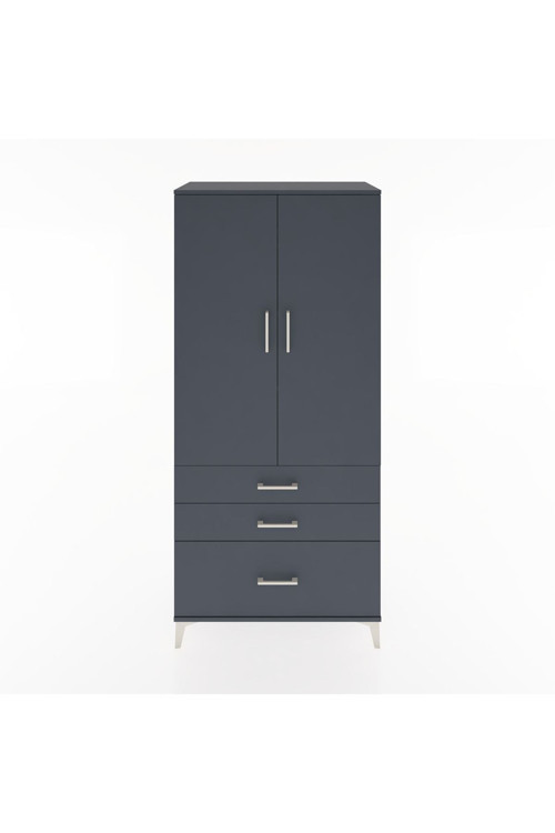 Hyperion Dolap 4 Raflı 3 Çekmeceli 2 Kapaklı 88 x 44 x 195 cm Antrasit - Antrasit
