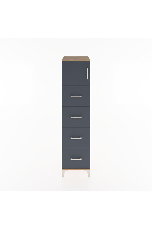 Hyperion Dolap 1 Raflı 4 Çekmeceli 1 Kapaklı 44 x 44 x 182 cm Çam - Antrasit