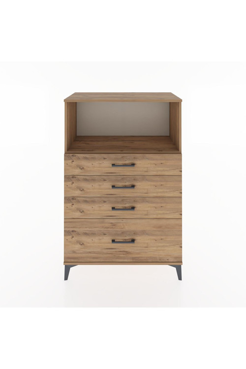 Hyperion Dolap Tek Raflı 4 Çekmeceli 88x44x134 Çam-Çam