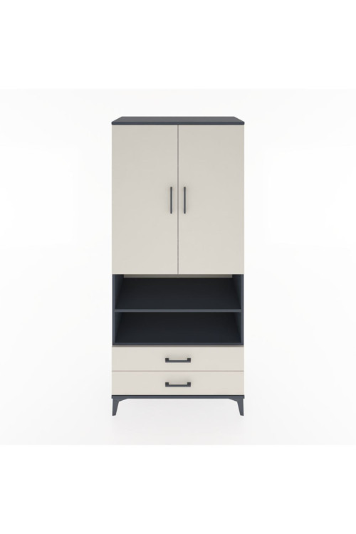 Hyperion Dolap 3 Raflı 2 Çekmeceli 1 Askılı 88 x 44 x 195 cm Antrasit - Aytaşı