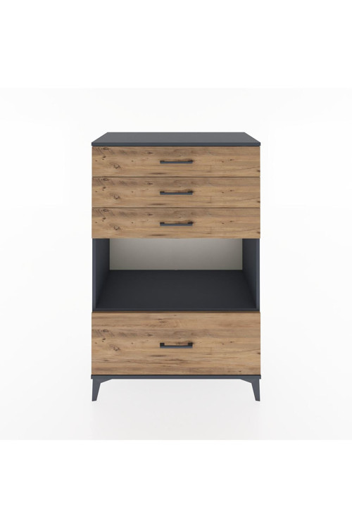 Hyperion Dolap Tek Raflı 4 Çekmeceli 88x44x134 Antrasit-Çam