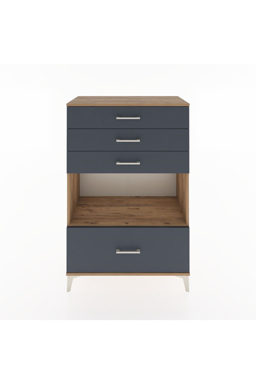 Hyperion Dolap Tek Raflı 4 Çekmeceli 88x44x134 Çam-Antrasit