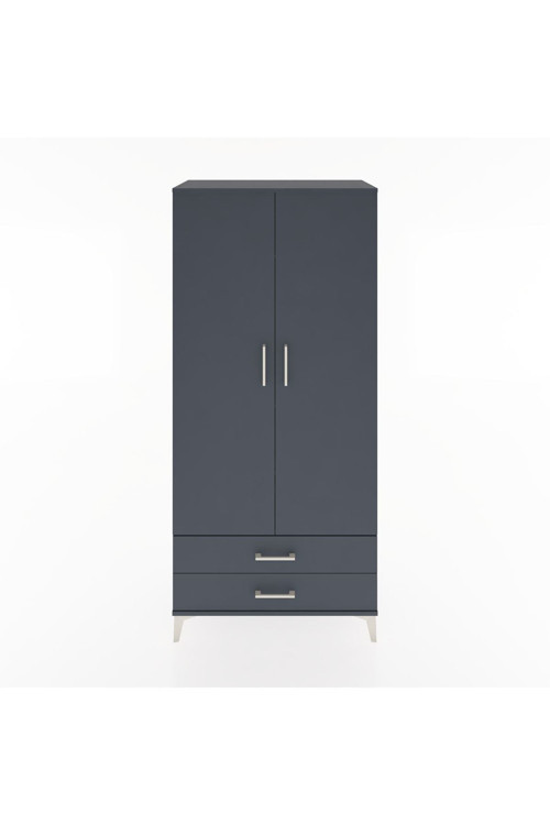 Hyperion Dolap 3 Raflı 2 Çekmeceli Tek Askılı 88x44x195 Antrasit-Antrasit