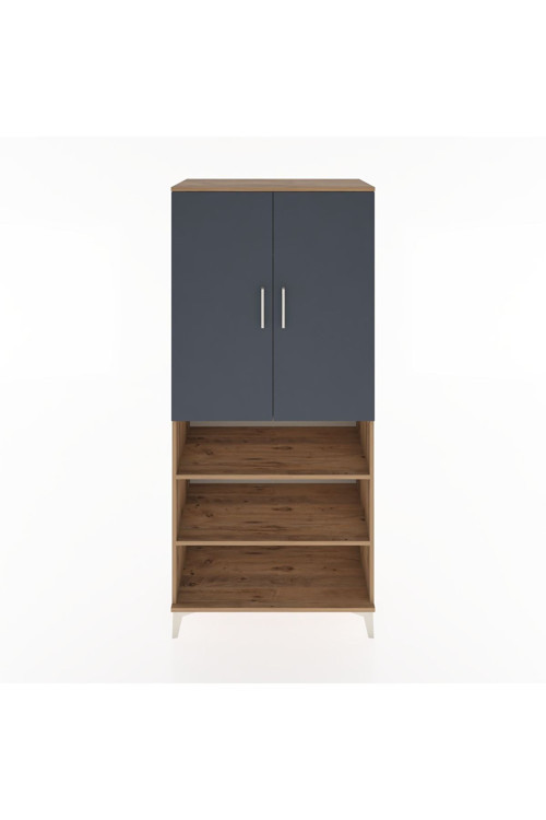 Hyperion Dolap 4 Raflı 2 Kapaklı 1 Askılı 88 x 44 x 195 cm Çam - Antrasit