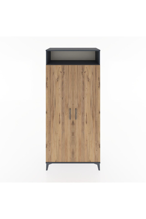 Hyperion Dolap 5 Raflı 2 Kapaklı 88x44x195 Antrasit-Çam