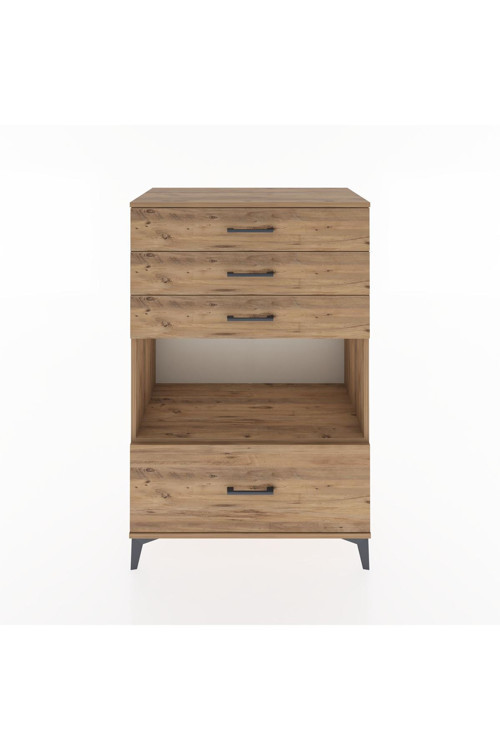 Hyperion Dolap Tek Raflı 4 Çekmeceli 88x44x134 Çam-Çam