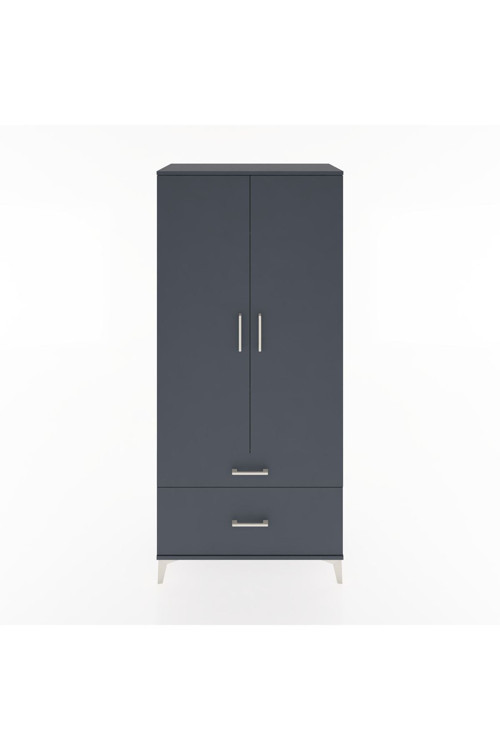 Hyperion Dolap 2 Raflı 2 Çekmeceli 1 Askılı 88 x 44 x 195 cm Antrasit - Antrasit