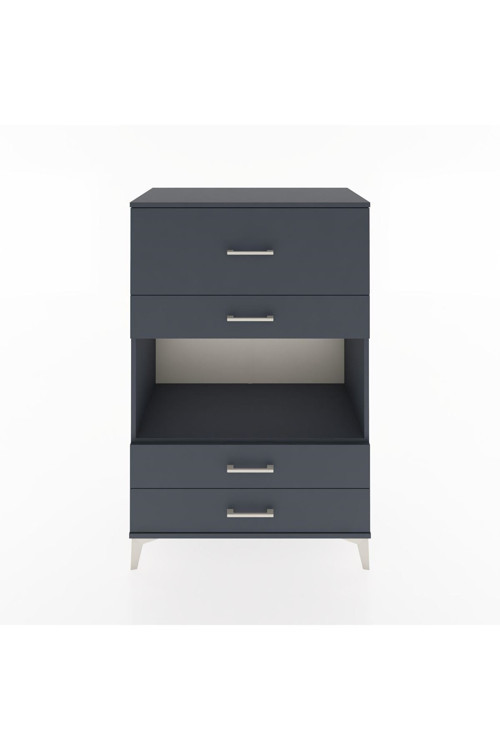 Hyperion Dolap Tek Raflı 4 Çekmeceli 88x44x134 Antrasit-Antrasit