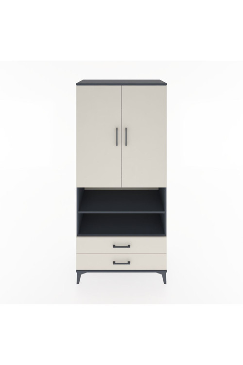 Hyperion Dolap 5 Raflı 2 Çekmeceli 2 Kapaklı 88 x 44 x 195 cm Antrasit - Aytaşı