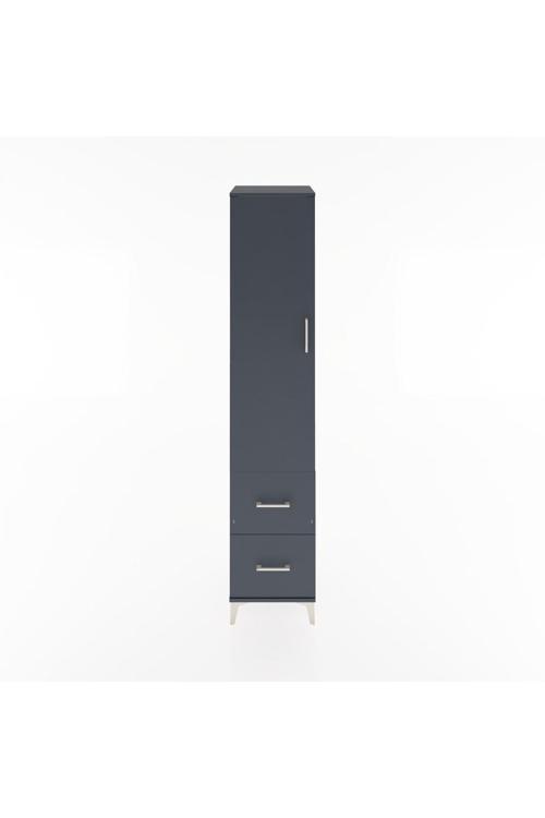Hyperion Dolap 2 Raflı 2 Çekmeceli 1 Askılı 44 x 44 x 221 cm Antrasit - Antrasit