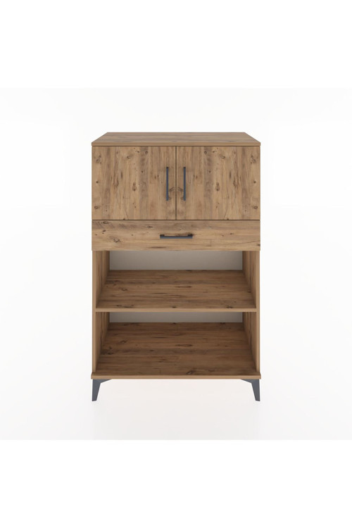Hyperion Dolap 2 Raflı Tek Çekmeceli 2 Kapaklı 88x44x134 Çam-Çam