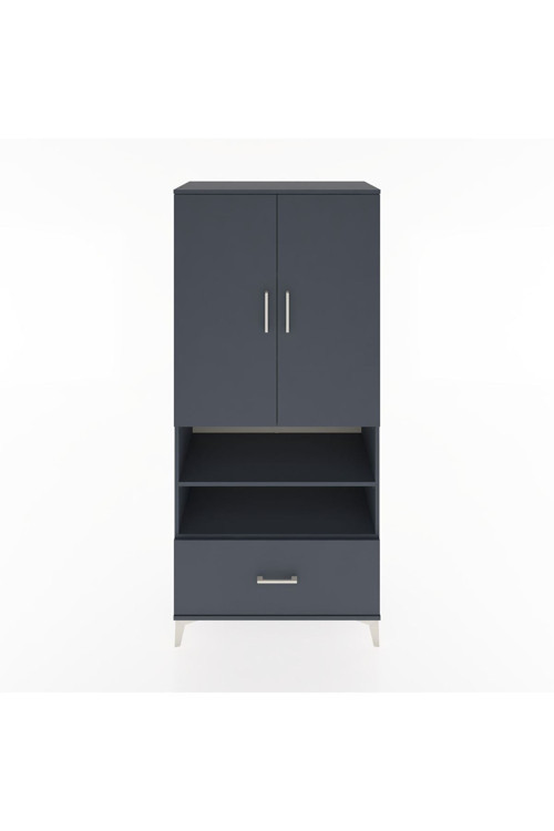 Hyperion Dolap 5 Raflı 1 Çekmeceli 2 Kapaklı 88 x 44 x 195 cm Antrasit - Antrasit